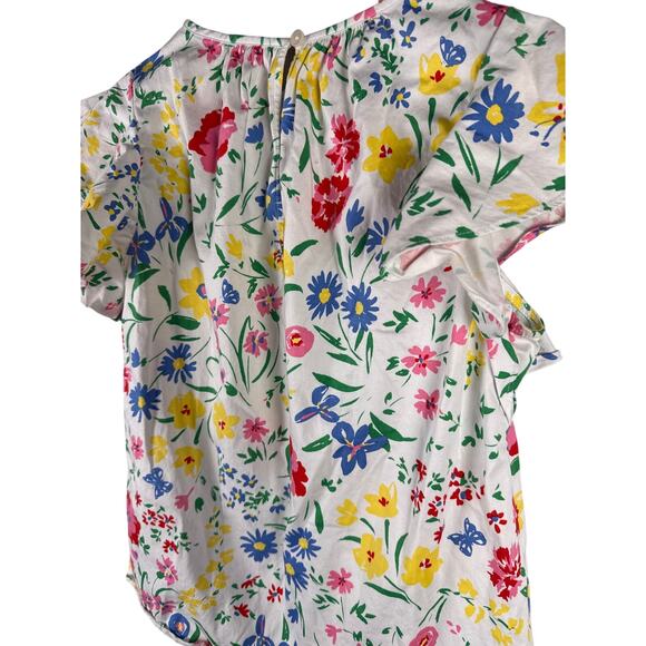 Kate Spade New England Ruffle Bright Florals Flutter Sleeve Top Size XS - Picture 4 of 8
